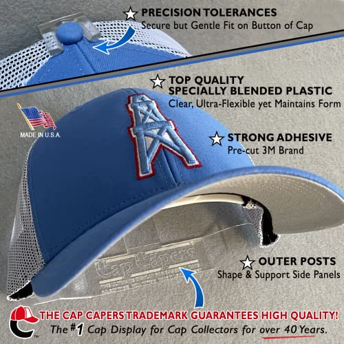 Cap Capers® Baseball Cap Display; Wall Mounted Hat Rack; Baseball Cap Storage & Organization; (6 pk) Great for Cap Collectors. The Ultimate Display for Baseball Caps
