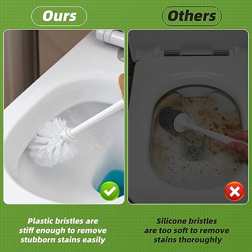 SUBEKYU Toilet Brush, Toilet Bowl Brush and Holder Set, Bathroom Toilet Bowl Cleaner Scrub Brush Set Scrubber for Deep Cleaning, White - color: White 1p