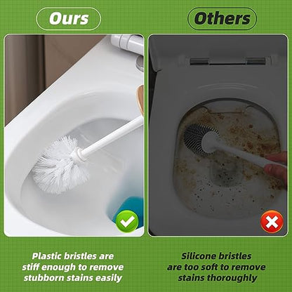 SUBEKYU Toilet Brush, Toilet Bowl Brush and Holder Set, Bathroom Toilet Bowl Cleaner Scrub Brush Set Scrubber for Deep Cleaning, White - color: White 1p