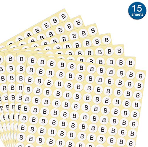 dealzEpic - Alphabet Stickers of The Letter B - Small Round Paper Self-Adhesive Peel and Stick Letter Labels - Set of 15 Sheets - color: Letter B
