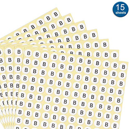 dealzEpic - Alphabet Stickers of The Letter B - Small Round Paper Self-Adhesive Peel and Stick Letter Labels - Set of 15 Sheets - color: Letter B