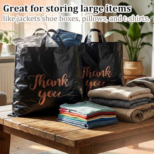 Maitys 20'' X 20'' Large Thank You Bags with Handles, Black - color: Black, size: 20'' X 20''
