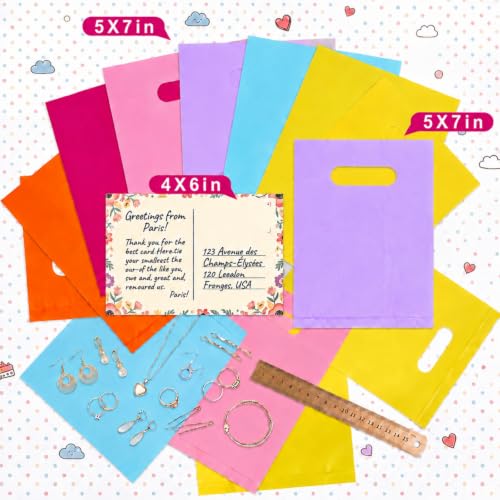 Maitys Purple 300 Pcs Small Plastic Bags with Handles 5x7 for Business - color: Purple