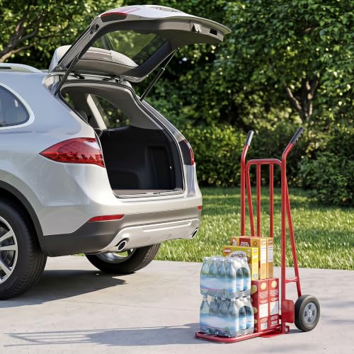 Goplus Hand Truck Dolly, Heavy Duty Metal Moving Dolly Cart - color: Red