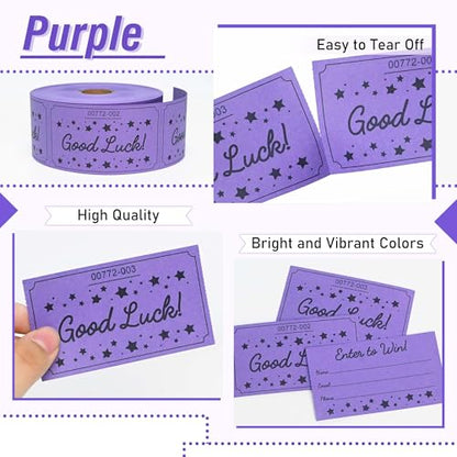 ESSENTIAL 500 Raffle Tickets, Good Luck Raffle Cards - color: Purple, size: 3.5"x2"
