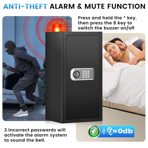 27.56"H Steel Safe Box, 6.0 Cuft Home Safes with Fireproof Waterproof Bag - size: 6.0 Cuft