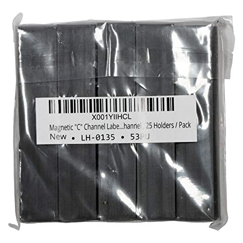 SmartSign Pack of 25 Magnetic 'C' Channel Label Holders | 0.5" x 3" - size: 0.5" x 3"