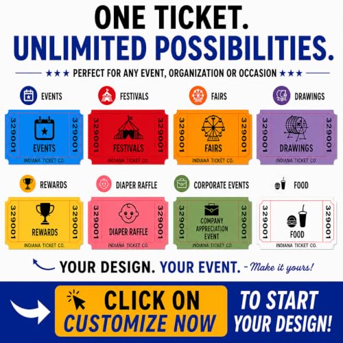 Custom Printed Raffle Tickets, 1x2 Single Roll - size: 1 X 2 (Single)