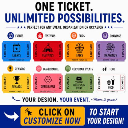 Custom Printed Raffle Tickets, 1x2 Single Roll - size: 1 X 2 (Single)