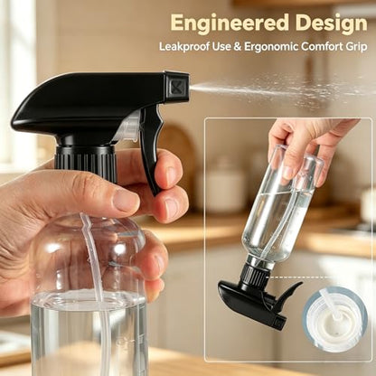Plastic Spray Bottles (2 Pack 10 oz), Leakproof Adjustable Fine Mist & Jet Stream Nozzle, Premium BPA-Free Plastic Multi-Purpose for Hair, Plants, Cleaning (2 PACK GREEN) - color: 2 PACK GREEN