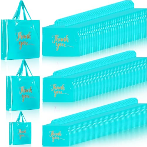 Teling 200 Pcs Thank You Shopping Bags with Handle,Sky Blue - color: Sky Blue