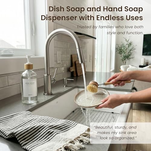 Maisonovo Dish Soap Dispenser - Clear Soap Dispenser White Bamboo Pumps - color: Clear White