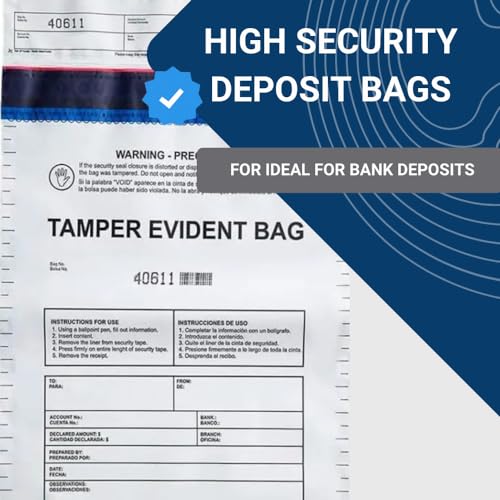 10"x13" Opaque Plastic Deposit Bags with Security Tape Tamper Evident - Secure Bank Deposits, Cash Handling, & Currency Transport | Self-Sealing Tape with Hidden Graphics | 100-Pack - color: Opaque, size: 10"x13"