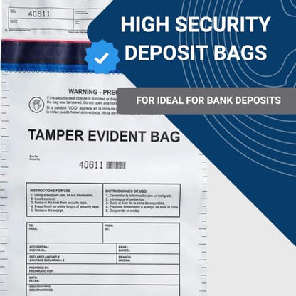 10"x13" Opaque Plastic Deposit Bags with Security Tape Tamper Evident - Secure Bank Deposits, Cash Handling, & Currency Transport | Self-Sealing Tape with Hidden Graphics | 100-Pack - color: Opaque, size: 10"x13"