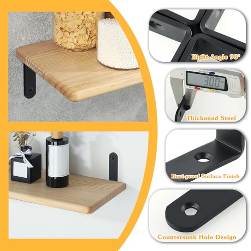 Alise 8Pcs Floating Shelf Brackets, Black Heavy Duty L Bracket for Shelves - color: Black, size: (8P) 5x3x0.72 inch