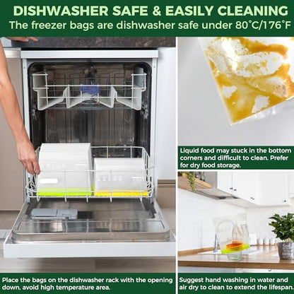 SPLF 8 Pack Reusable Gallon Freezer Bags Dishwasher Microwave Safe - size: Gallon