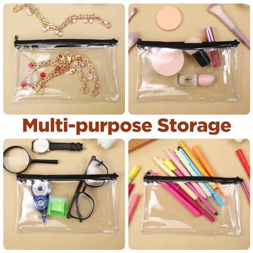 10 Pack Clear Cash Register Clear Plastic Cash Envelopes Money Pouch Bank Deposit Bag Check Wallet Receipt Coupon Stickers Stamps Envelope Case Index Card Holder Organizer Zipper Closure 4.7x 8.4 Inch