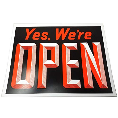 Extra Large Yes We're Open & Closed Window Sign, 15" H x 19" W, 5 Pack - size: 5 Pack