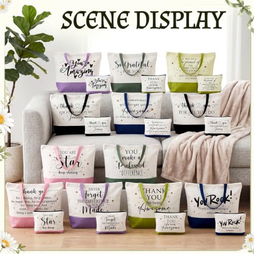 24 Pcs Tote Bags Bulk Appreciation Gifts, Thank You, Muted Colors - color: Muted Colors, style: Thank You
