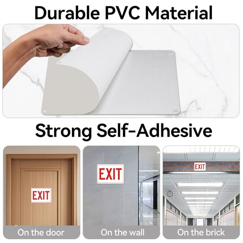5 Pack Exit Signs, Exit Sign Stickers for Door and Wall Mount - High Visibility Safety Sign, Premium Self-Adhesive Vinyl Easy to Install (White) - color: Exit Sign White