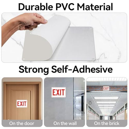5 Pack Exit Signs, Exit Sign Stickers for Door and Wall Mount - High Visibility Safety Sign, Premium Self-Adhesive Vinyl Easy to Install (White) - color: Exit Sign White