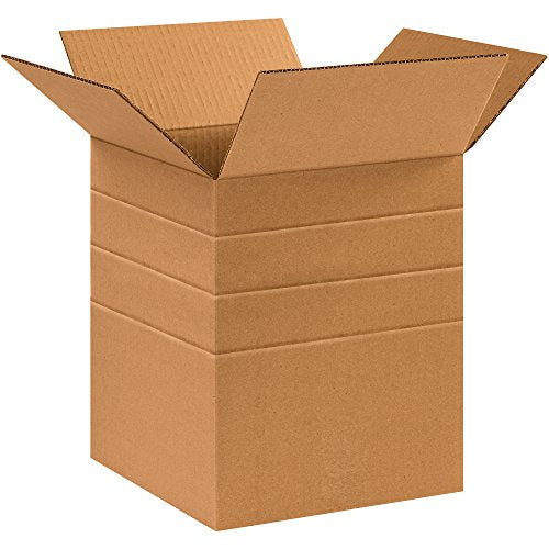 Tape Logic TLMD101012 Multi-Depth Corrugated Boxes, 10" x 10" x 12", Kraft (Pack of 25) - size: 10 x 10 x 12"