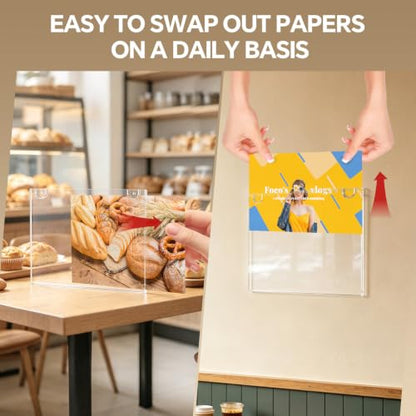6 Pack 5"x 7" Horizontal Wall Mount Acrylic Sign Holder, Clear Frame with Adhesive Tape & Screws for Store Office Home