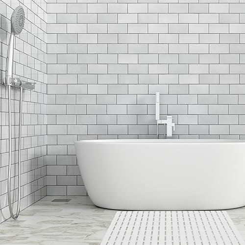 BEMISO Shower Mat Non Slip Bathtub Mat 27.5 x 15.7 Inch Bath Mat for Tub - color: White, size: 27.5 x 15.7 inches
