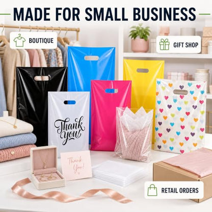 ysmile 5.9x7.8 Small Clear Die Cut Handle Plastic Party Favor Bags 100ct - color: Clear, size: 5.9x7.8 Inch (Pack of 100)