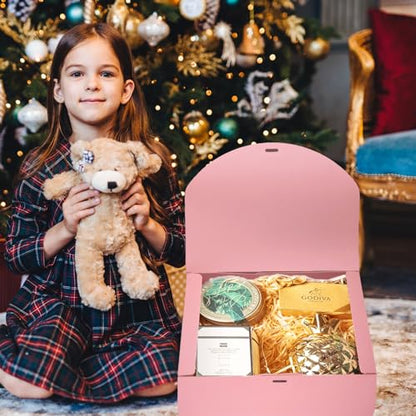 BoShahai 10 PCS Gift Boxes with Lids, 10.6x7.8x3.1 Inch Kraft Paper Gift Box, pink with Ribbon, Bridesmaid Proposal Box for Wedding, Packaging, Present, Birthday, Cupcake (Pack of 2) - color: Pink, size: 10.6x7.8x3.1 Inch (Pack of 2)