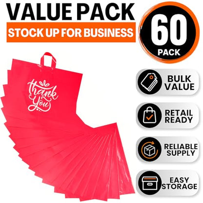 19x15 Large Thank You Bags with Handles for Small Business, 60 pack - color: Pink