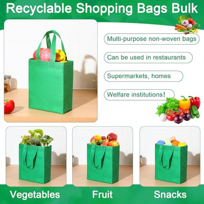 Windyun 50 Pcs Reusable Tote Bag Bulk 8 x 4 x 10 Inch, Green - color: Green