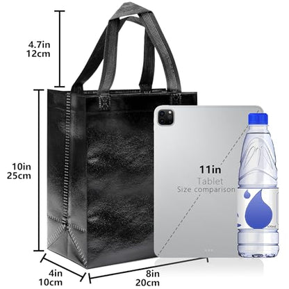 KeerxunBag Black Gift Bags - 12pk - Reusable - With Inner Liner Paper - color: black out