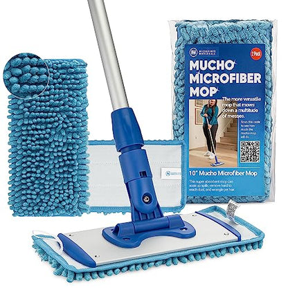 10" Mucho Microfiber Mop System - Mops for Floor Cleaning - Hardwood Floor Mop for Tile, Laminate, Wood, Vinyl Floors | Washable Pads | Dry & Wet Mopping - Microfiber Wholesale - size: 10" Kit