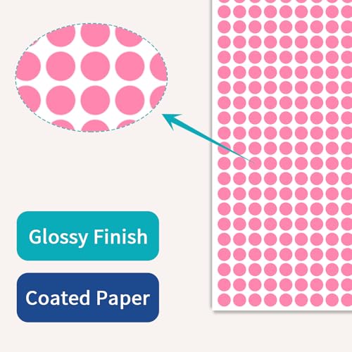 1/4" Pink Dot Stickers Small Tiny Mini Little Circle Stickers - color: Pink, size: 1/4 INCH
