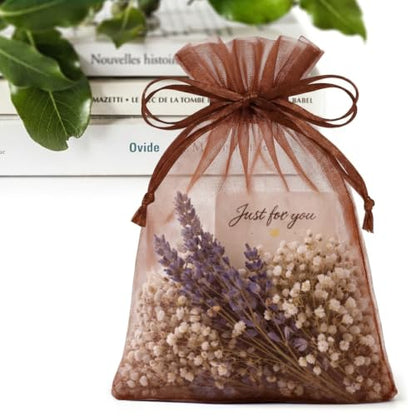ANZNKU 4x6 Inch Organza Bags 50Pcs, Brown Party Favor Gift Pouches - color: Brown