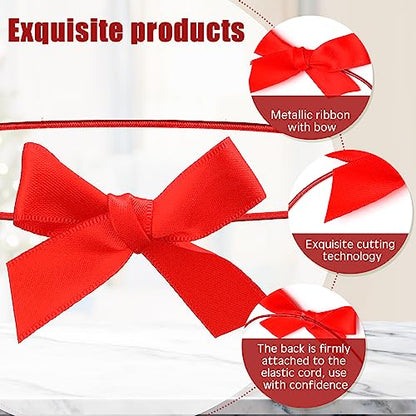 60 Pcs Elastic Bows for Gift Boxes Wrapping 15.74 Inches - color: Red