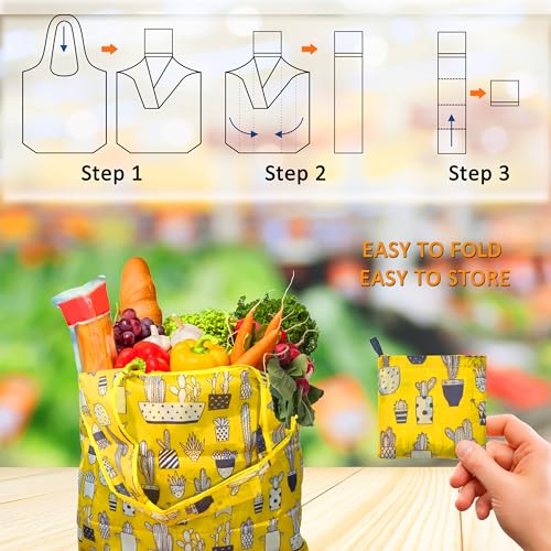 Reusable Grocery Bags, Gift-Ready Packaging, A Fun & Practical Gift - color: Summer 4 Pack