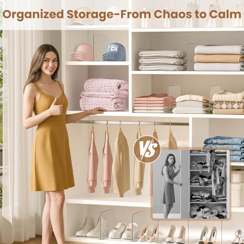 Shelf dividers for Closet Organization: Stable Upright Support - size: 4 Pack