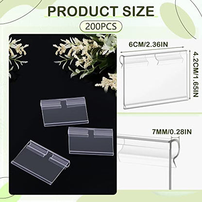 Tatuo 200 Plastic Label Holders for Wire Shelf, Reusable Clip, Clear - color: Clear