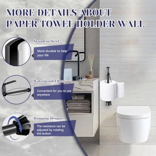 Paper Towel Holder, Paper Towel Holder Under Cabinet with Ratchet Mechanism - color: Black-01