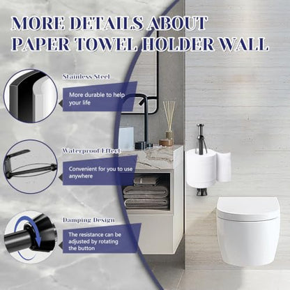 Paper Towel Holder, Paper Towel Holder Under Cabinet with Ratchet Mechanism - color: Black-01
