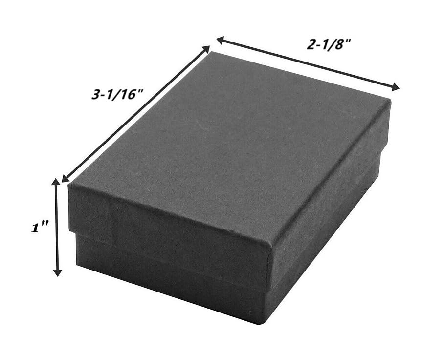 RJ Displays 20 Pack Cotton Filled Matte Black Paper Cardboard Jewelry Gift and Retail Boxes for Pendants, Earrings, Charms, Pocket Watch 3 x 2 x 1 Inch #32 Size