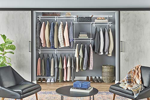 ClosetMaid ShelfTrack Wire Closet Organizer System, Adjustable from 5 to 8 Ft., with Shelves, Clothes Rods, Hardware, Durable Steel, White - color: White, size: 5 to 8 ft