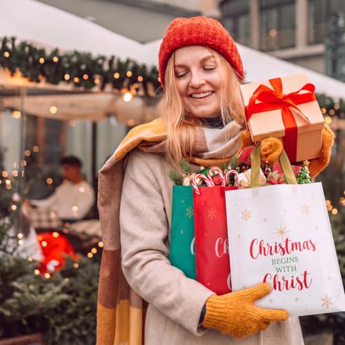 Hosuly 15 Pcs Large Christmas Tote Bags Gift 15 x 17 Inch - style: Christmas