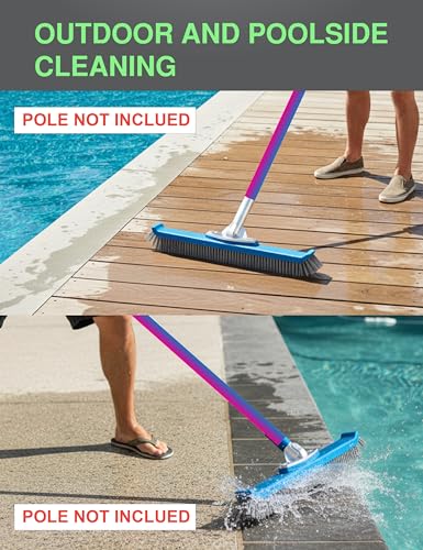 KEMANO Heavy Duty Deck/Pool Scrub Brush - Industrial-Grade Silicon Carbide Bristles & Reinforced Frame for Patio, Wood Decking, Concrete & Poolside Surfaces - Deep Cleaning for Algae, Stains & Grim