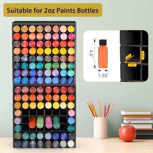 Krafetto 2 Pack 64-Grid Paint Organizer for 2 Oz Bottles, Wall Mount, Black - color: 2pcs black paint rack