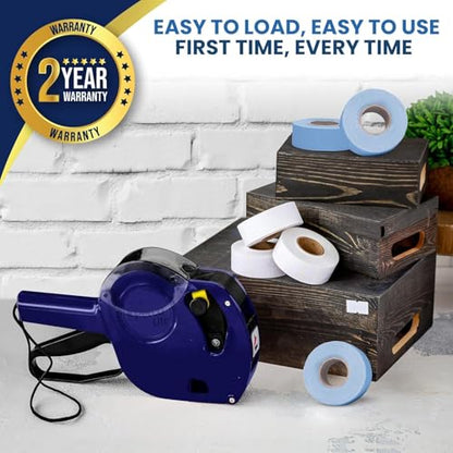 Perco Price Gun 1-Line Kit with 2 White 4 Blue Rolls, Clip & Ink Rollers - color: Blue