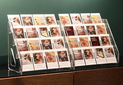 4 Tier Card Stand, 2Pack Clear Card Display for Greeting Cards, Postcards, Stickers,Sports Cards,Trading Card,Tiered display rack,Retail Photos Shelf for Vendors Craft Collection Show (2Pack-4Tier) - size: 2Pack-4Tier