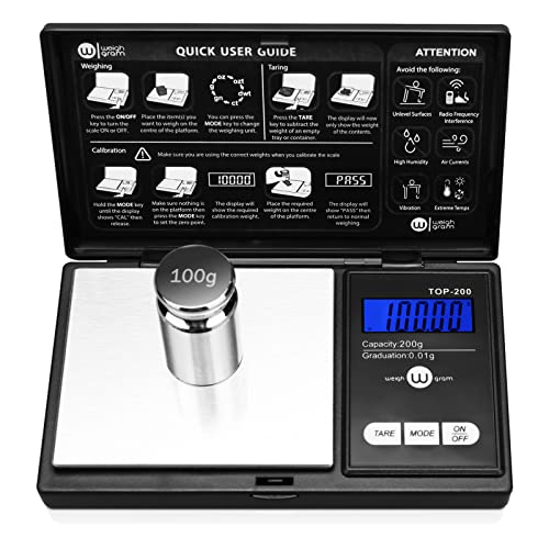 Digital Pocket Gram Scale 200g x 0.01g High Precision with 100g Calibration - size: 200g / 0.01g